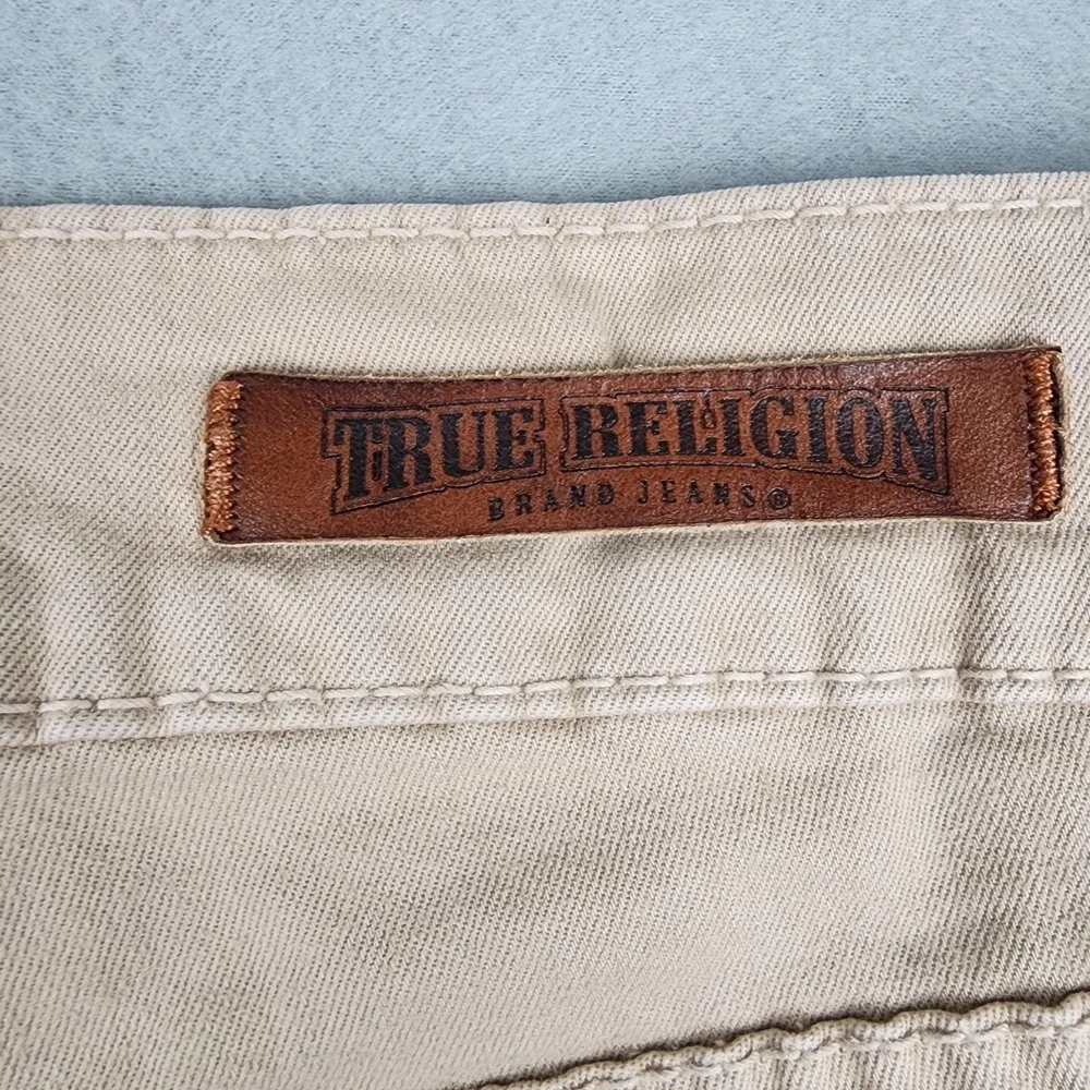 True Religion Bobby Jeans Mens 32x32 Beige Straight Stretch Cotton Denim Casual